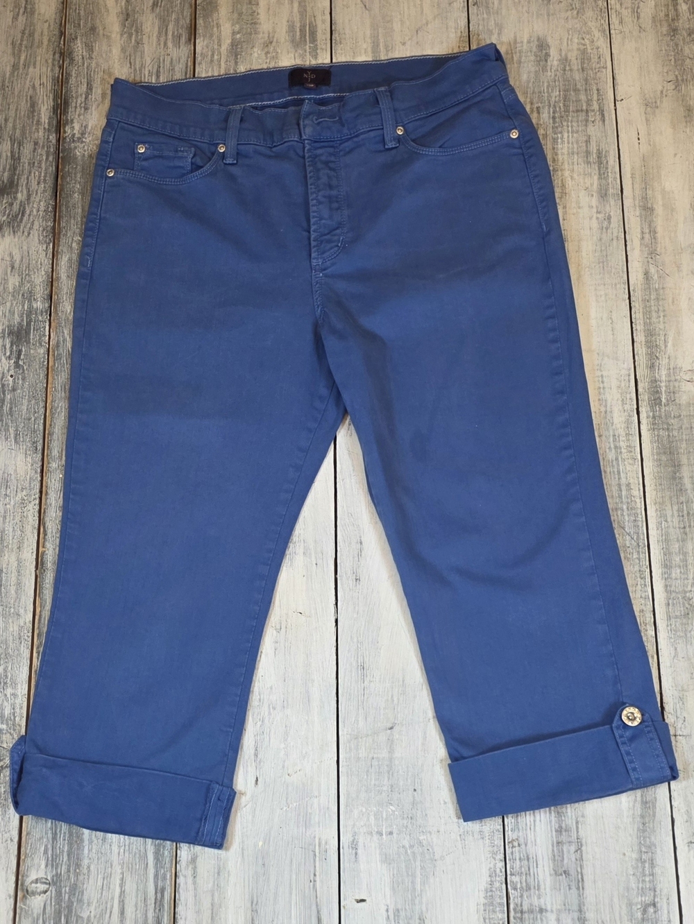 NYDJ Blue Cropped Jeans with Folded Hem sz 12P Petit